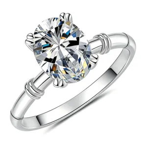 Hidden Love Series – Hidden Love™ Oval Moissanite Ring (2CT, 4-Prong Solitaire)