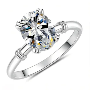 Hidden Love Series – Hidden Love™ Oval Moissanite Ring (2CT, 4-Prong Solitaire)