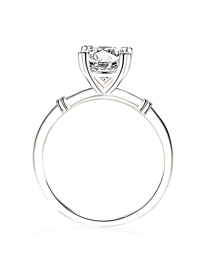 Hidden Love Series moissanite ring profile, intricate gallery and stone setting visible