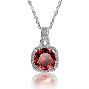 Time & Distance Series – Time & Distance™ Square Moissanite Necklace (1–2CT, Multi-Color Birthstone Edition)