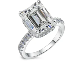 The Promise Moissanite Evermore™ Ring, exquisite square cut moissanite from the Upgrade Series, white background product shot.