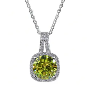 Time & Distance Series – Time & Distance™ Square Moissanite Necklace (1–2CT, Multi-Color Birthstone Edition)