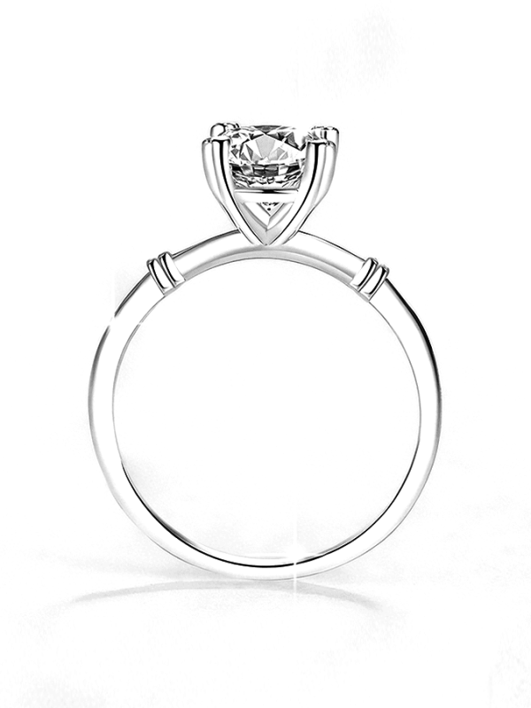 Close-up shot of the Hidden Love™ 2CT Oval Ring, highlighting the secure 4-prong setting and premium moissanite clarity by The Promise Moissanite.