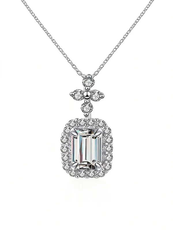 The Promise Moissanite Evermore™ Necklace from the Upgrade Series, featuring a classic 1CT solitaire moissanite pendant, isolated on white background.